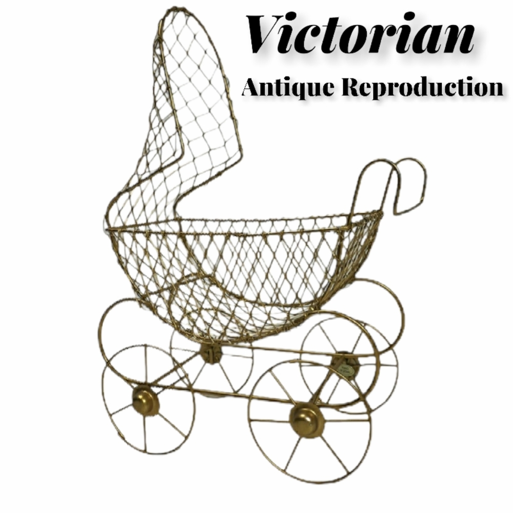 Victorian Antique Reproduction Doll Carriage Handmade Hand Crafted Metal Pram - Picture 13 of 14